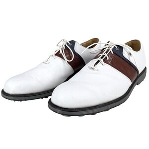 FootJoy MyJoys DryJoys Premiere Saddle Golf Shoes White Brown Navy Men's 15